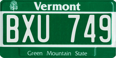 VT license plate BXU749