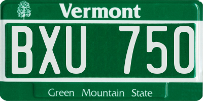 VT license plate BXU750