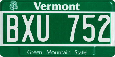 VT license plate BXU752