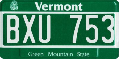 VT license plate BXU753