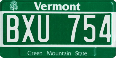 VT license plate BXU754