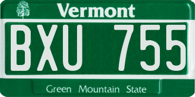 VT license plate BXU755