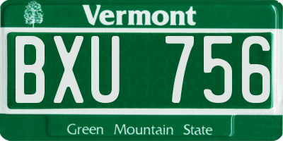 VT license plate BXU756