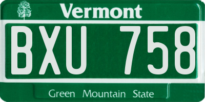 VT license plate BXU758