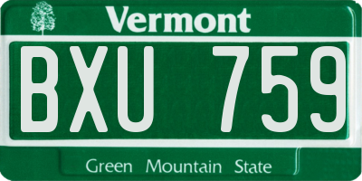 VT license plate BXU759