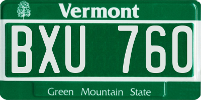 VT license plate BXU760