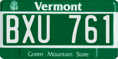VT license plate BXU761