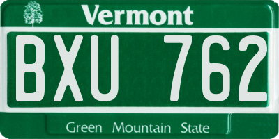VT license plate BXU762