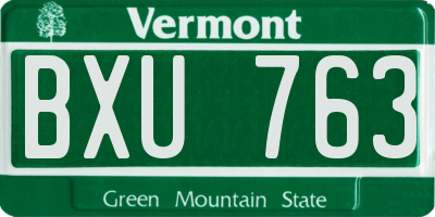 VT license plate BXU763