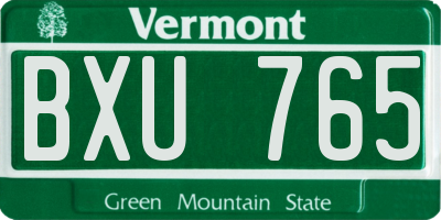 VT license plate BXU765