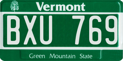 VT license plate BXU769