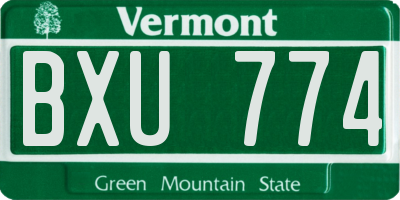 VT license plate BXU774