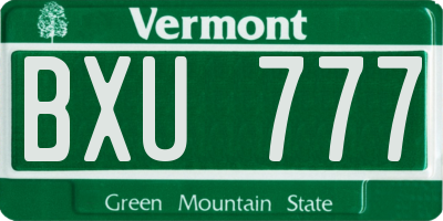 VT license plate BXU777