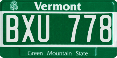 VT license plate BXU778