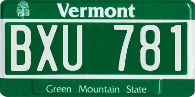 VT license plate BXU781