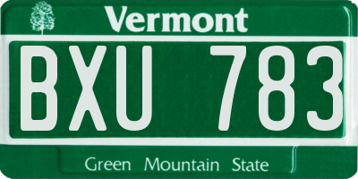 VT license plate BXU783