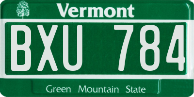 VT license plate BXU784