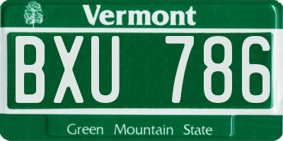 VT license plate BXU786