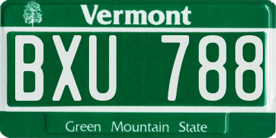 VT license plate BXU788
