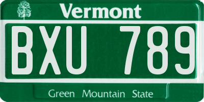 VT license plate BXU789