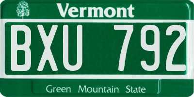 VT license plate BXU792