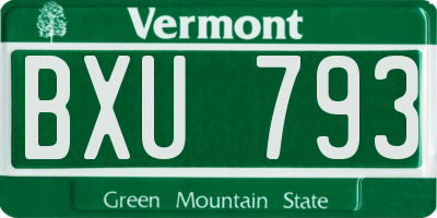 VT license plate BXU793