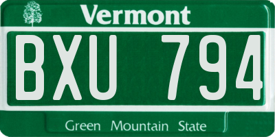 VT license plate BXU794