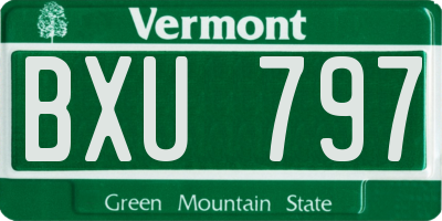 VT license plate BXU797