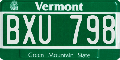 VT license plate BXU798