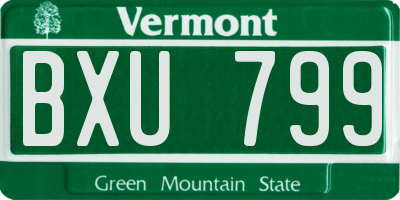 VT license plate BXU799
