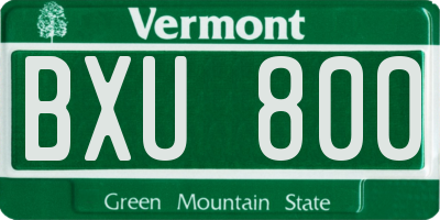 VT license plate BXU800