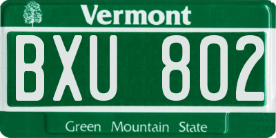 VT license plate BXU802