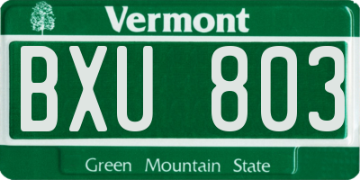 VT license plate BXU803