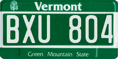 VT license plate BXU804