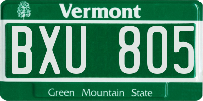 VT license plate BXU805