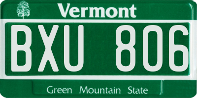VT license plate BXU806