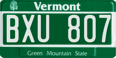 VT license plate BXU807