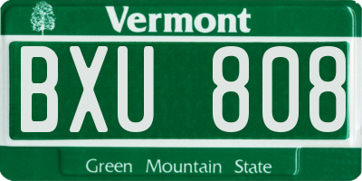 VT license plate BXU808