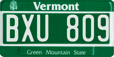 VT license plate BXU809