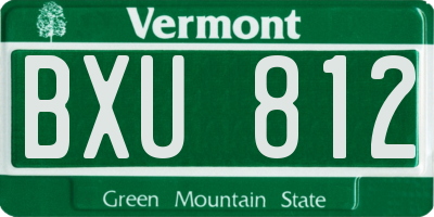 VT license plate BXU812