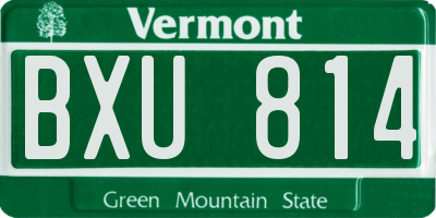 VT license plate BXU814