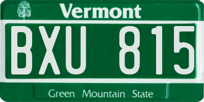 VT license plate BXU815
