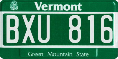 VT license plate BXU816