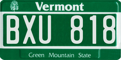 VT license plate BXU818