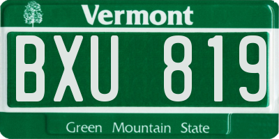 VT license plate BXU819