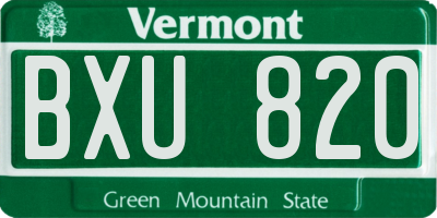 VT license plate BXU820