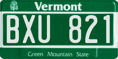 VT license plate BXU821