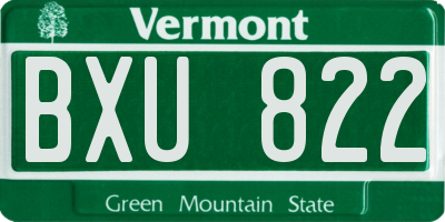 VT license plate BXU822