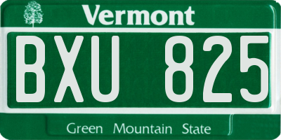 VT license plate BXU825