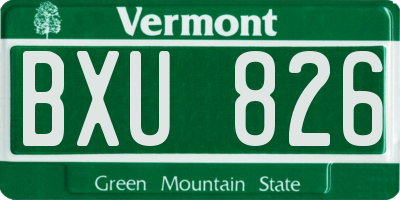 VT license plate BXU826